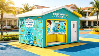 „Viskas viename“ vaikų mokyklos vandens stotis – surenkamas miestelio sprendimas?